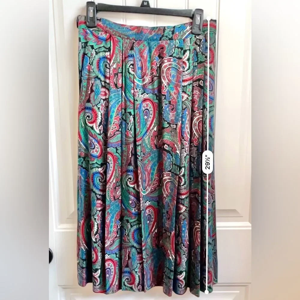 90s Pendleton Sophisticates VINTAGE Midi Skirt Paisley Pattern Pleats size Small